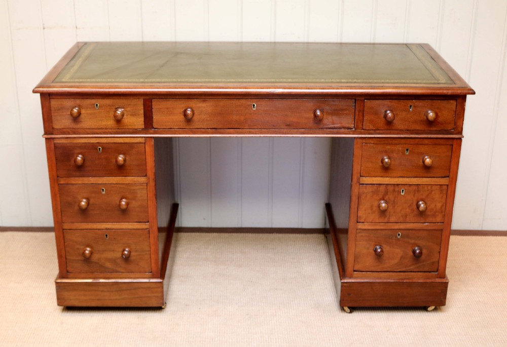 Late Victorian Walnut Pedestal Desk