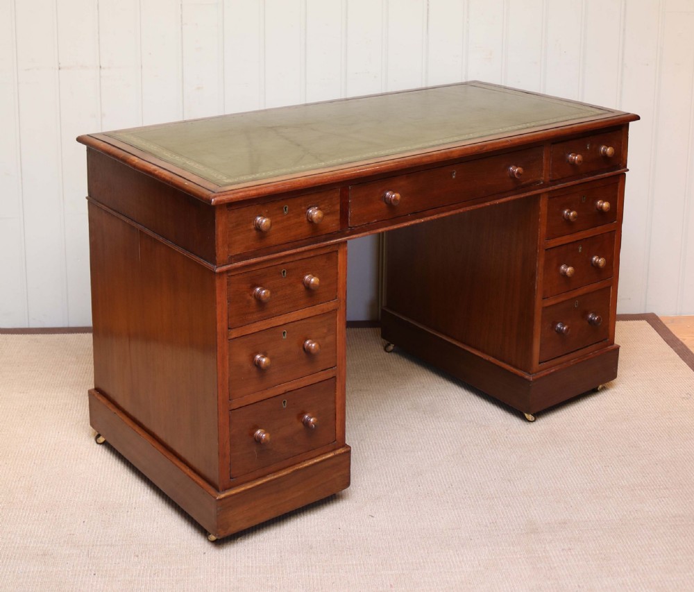 Late Victorian Walnut Pedestal Desk View IV