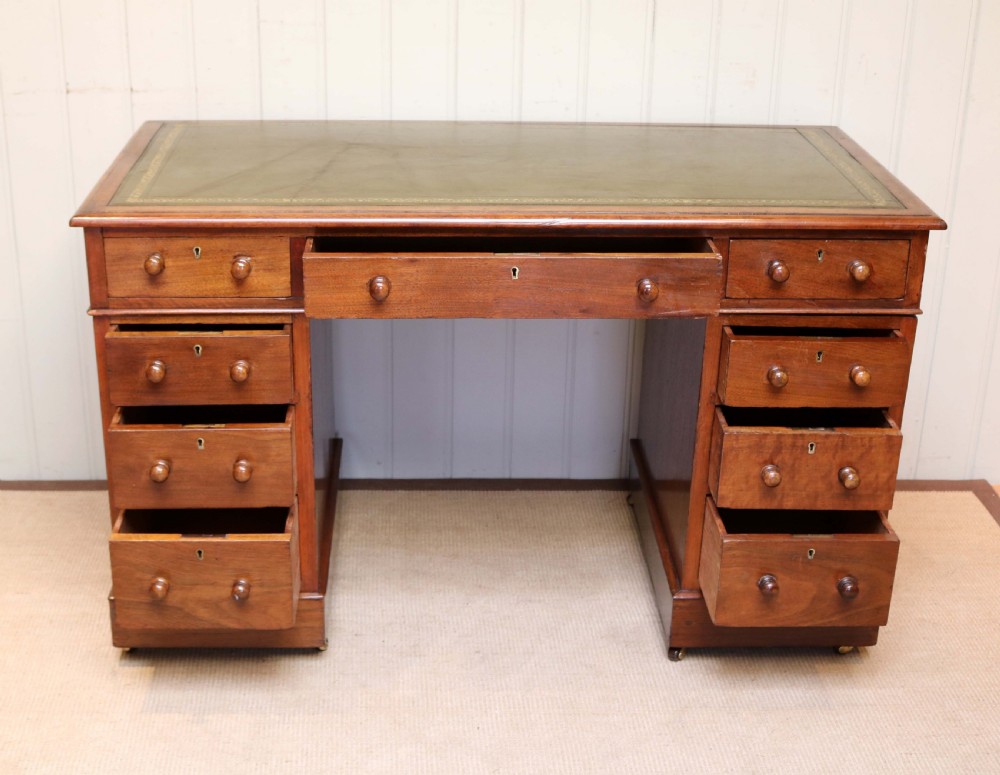 Late Victorian Walnut Pedestal Desk View V