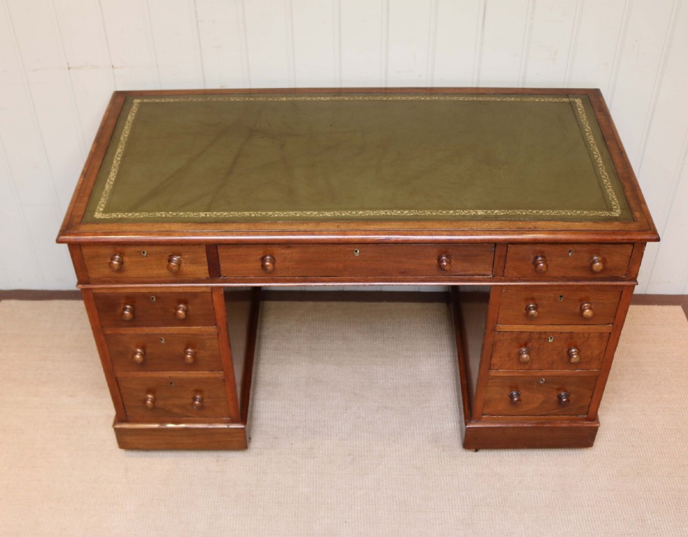 Late Victorian Walnut Pedestal Desk View VI