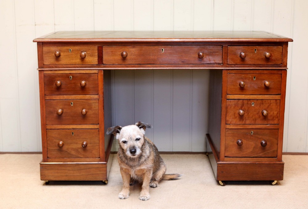 Late Victorian Walnut Pedestal Desk View VIII