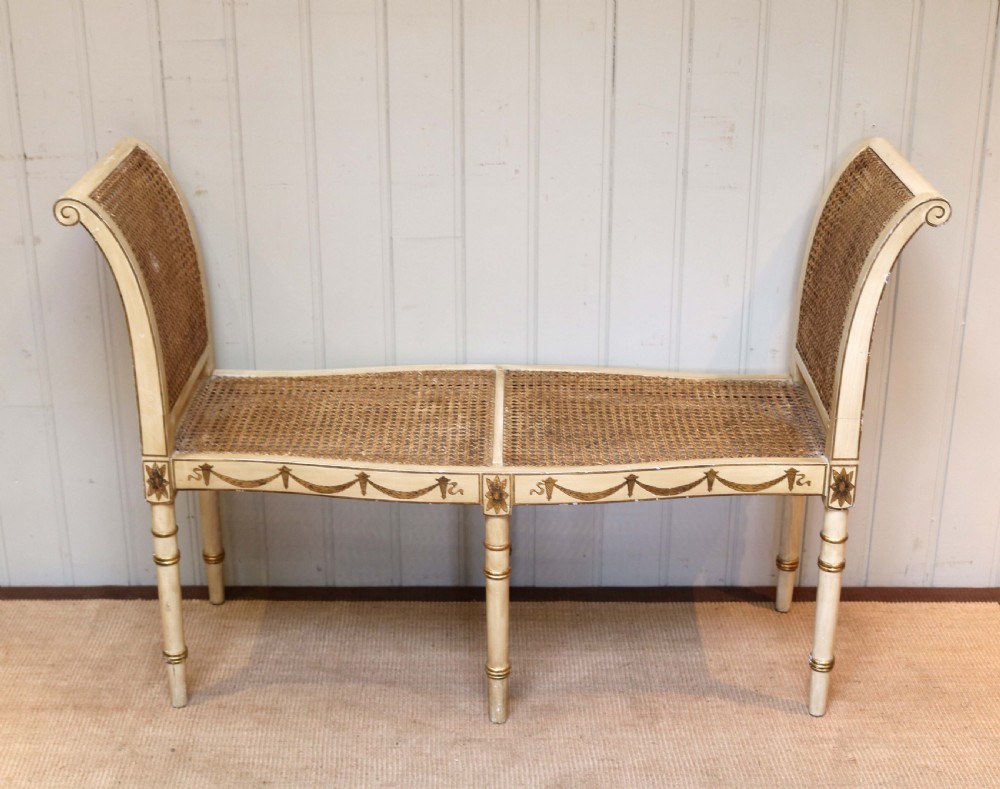 French Painted Cane Window Seat