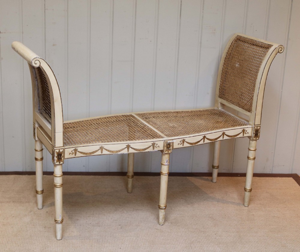 French Painted Cane Window Seat View VI