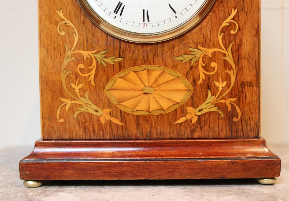 Rosewood and Inlay Lancet Top Clock (English, c. 1900) View III
