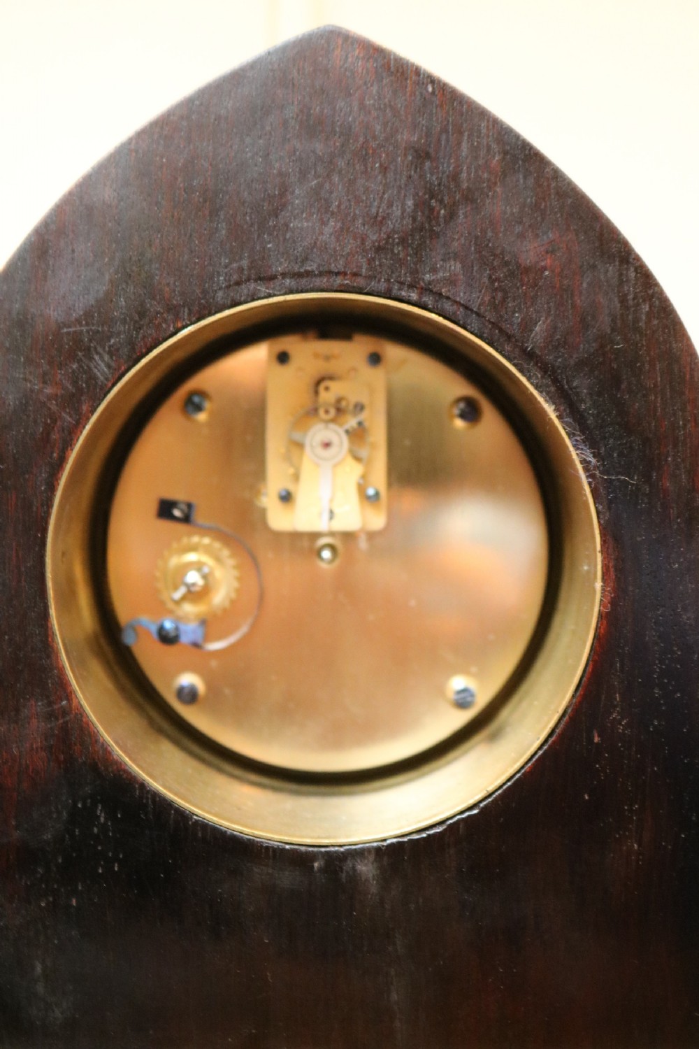 Rosewood and Inlay Lancet Top Clock (English, c. 1900) View IX