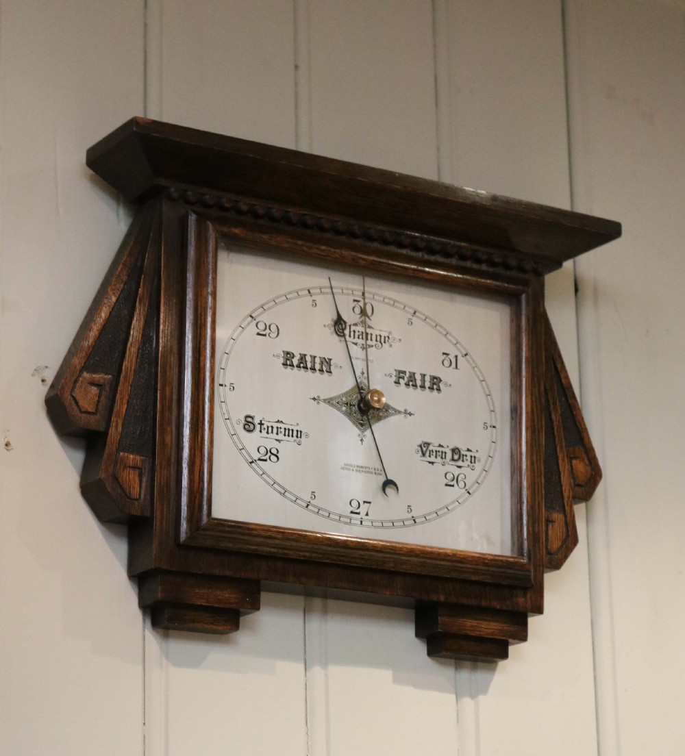 Art Deco Style Oak Aneroid Barometer 