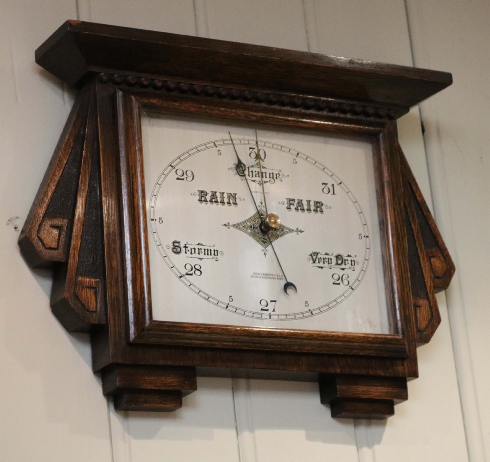 Art Deco Style Oak Aneroid Barometer  View VII