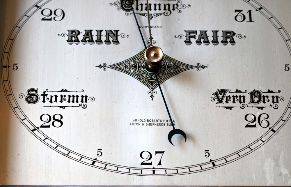 Art Deco Style Oak Aneroid Barometer  View VIII