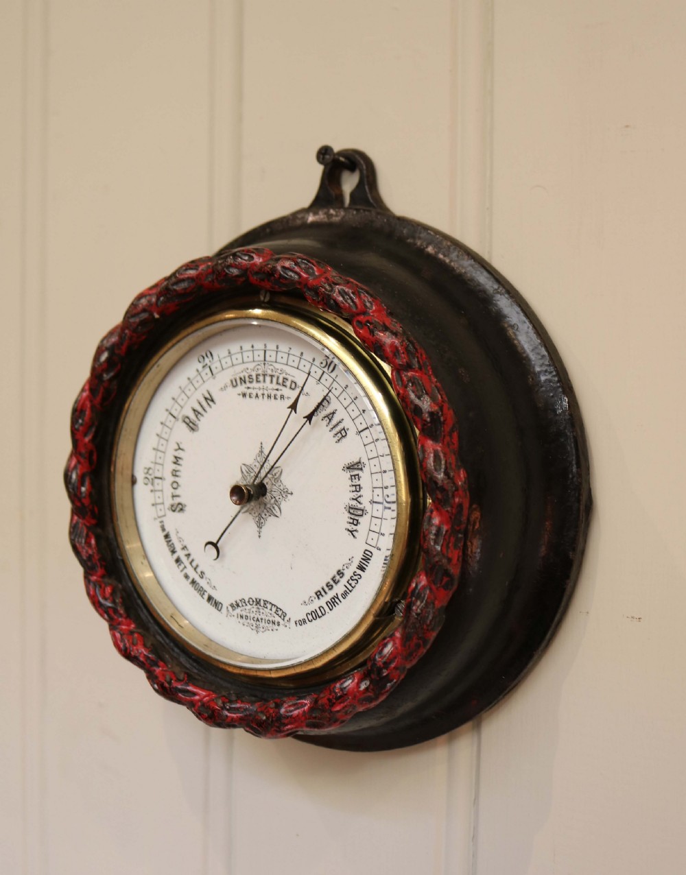 Victorian Cast Iron Circular Aneroid Barometer View II
