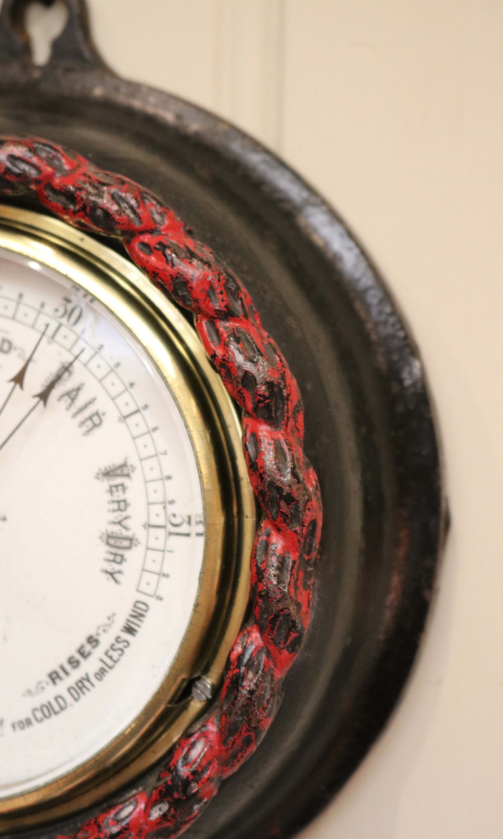 Victorian Cast Iron Circular Aneroid Barometer View VI