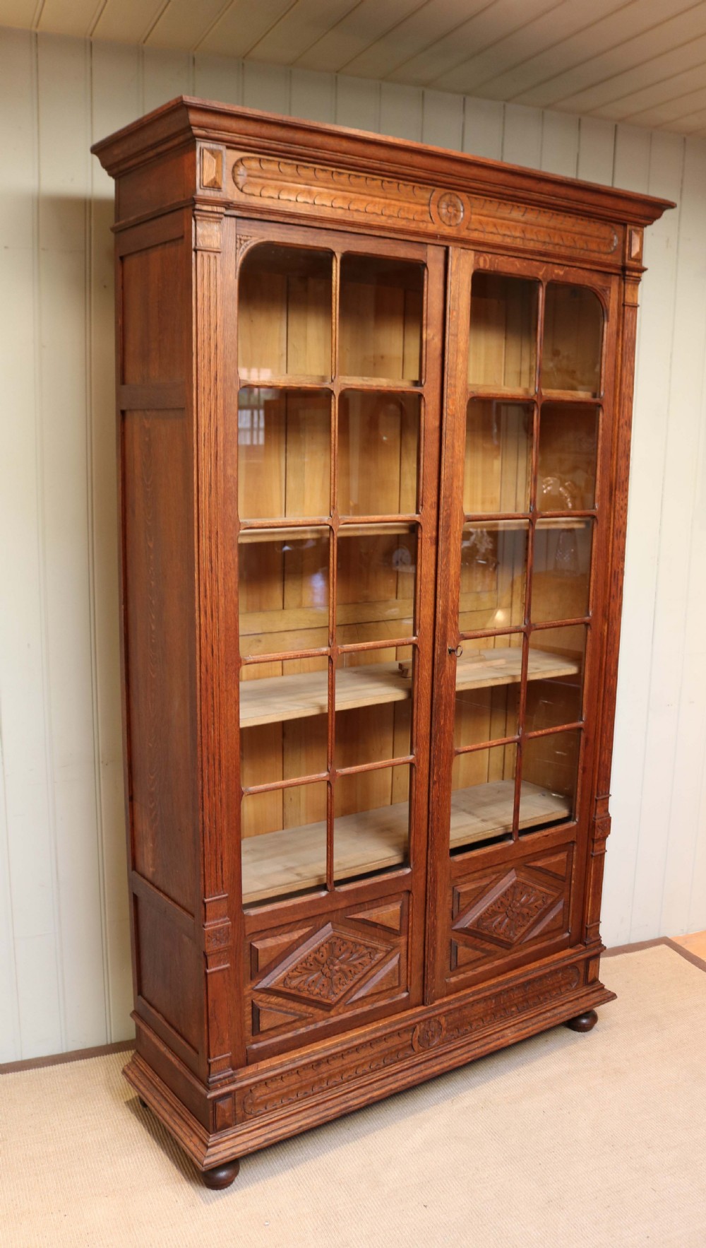 Tall French Oak Bookcase  View II