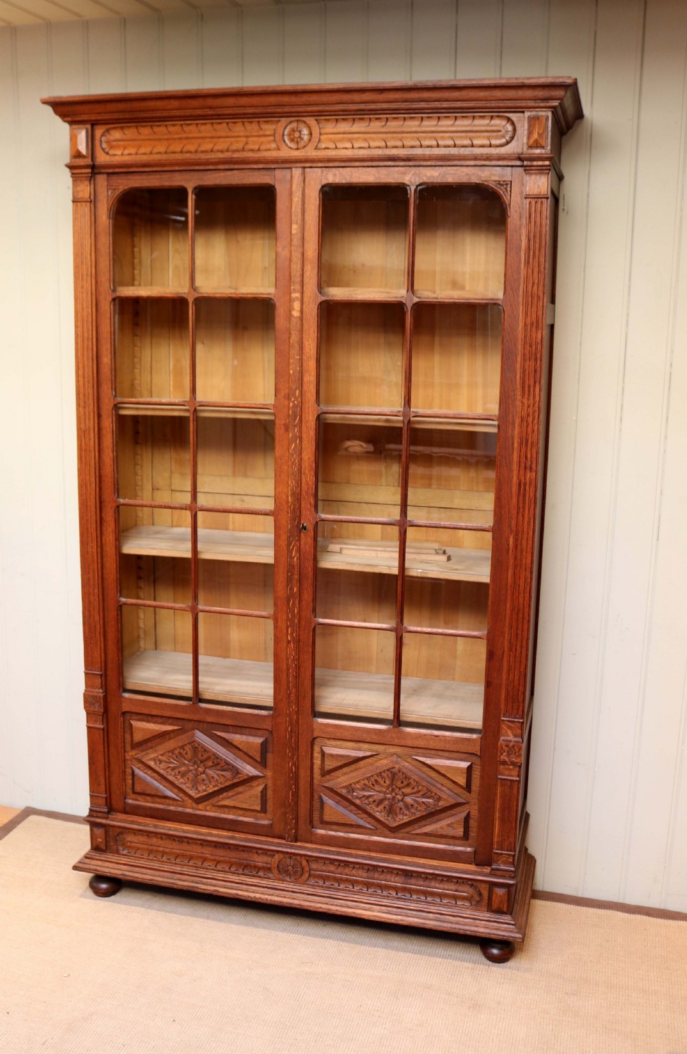 Tall French Oak Bookcase  View IV