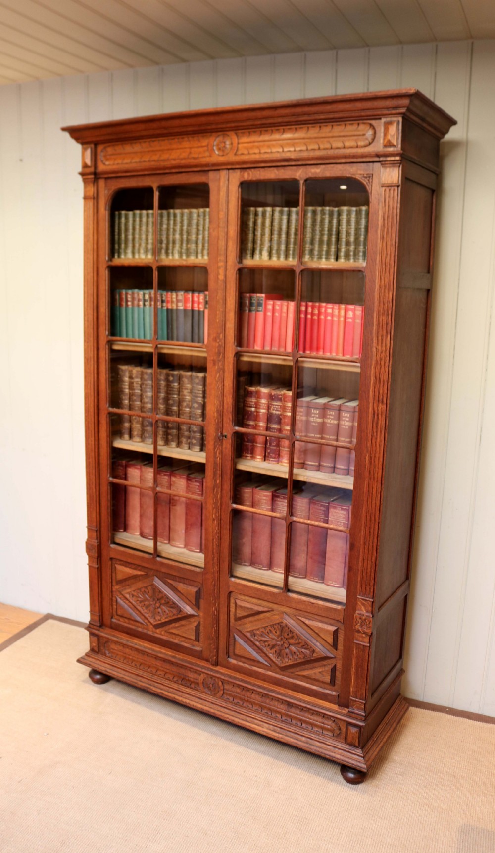 Tall French Oak Bookcase  View V