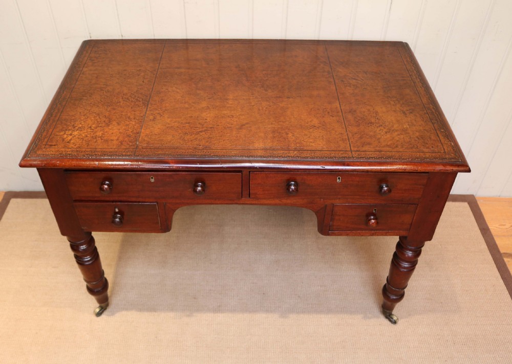 Mid 19th Century Mahogany Kneehole Writing Desk View II