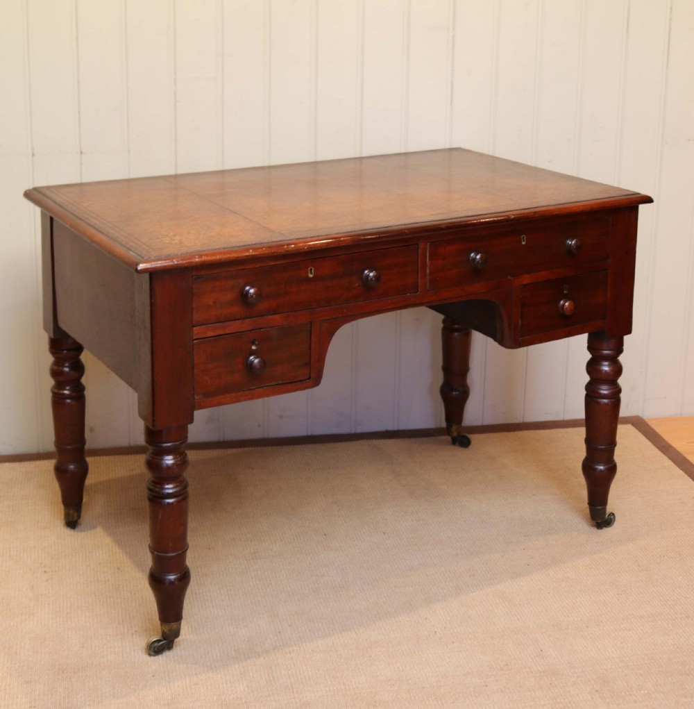 Mid 19th Century Mahogany Kneehole Writing Desk View IV