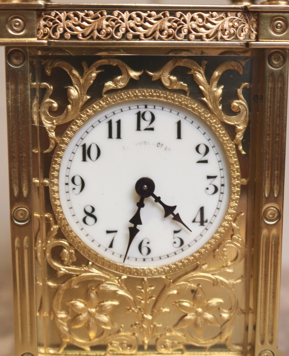 Ornate Filigree Carriage Clock (France, c. 1890) View V