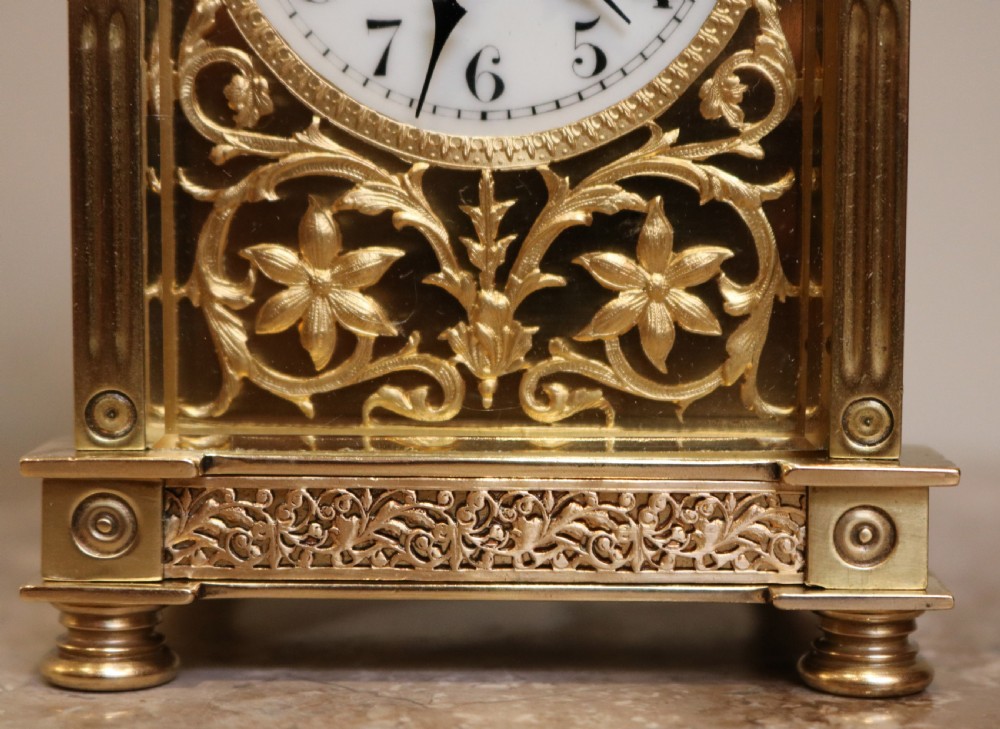 Ornate Filigree Carriage Clock (France, c. 1890) View VI