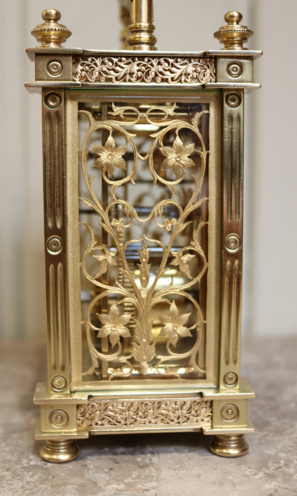 Ornate Filigree Carriage Clock (France, c. 1890) View VII