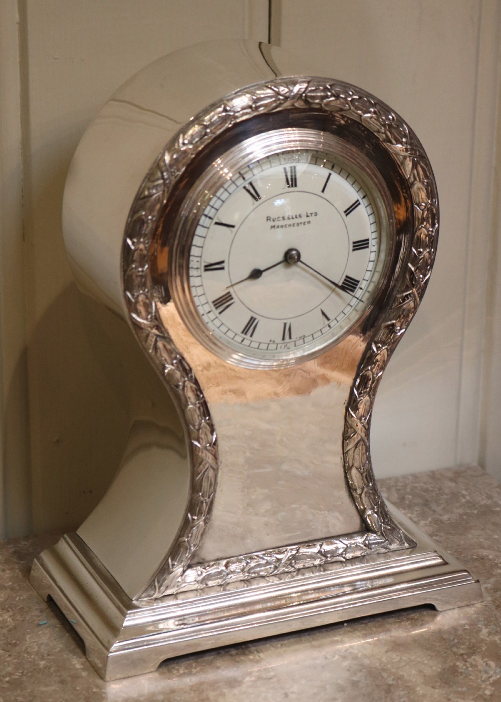 Edwardian Silver Plated Balloon Clock (England, 1910) View II