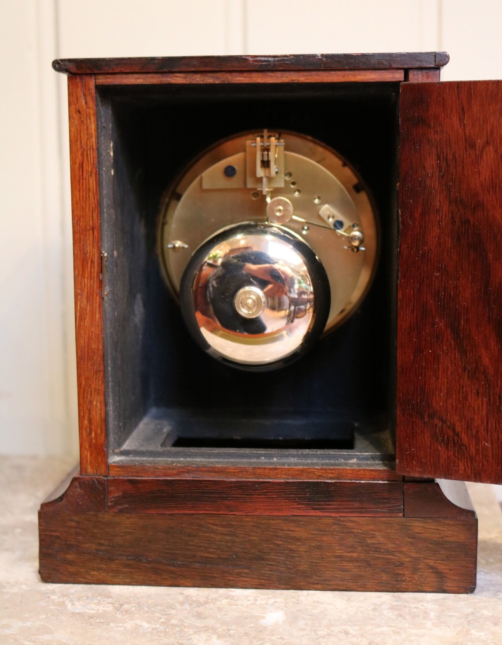 Small Rosewood Bell Striking Mantel Clock (England, c. 1860) View X