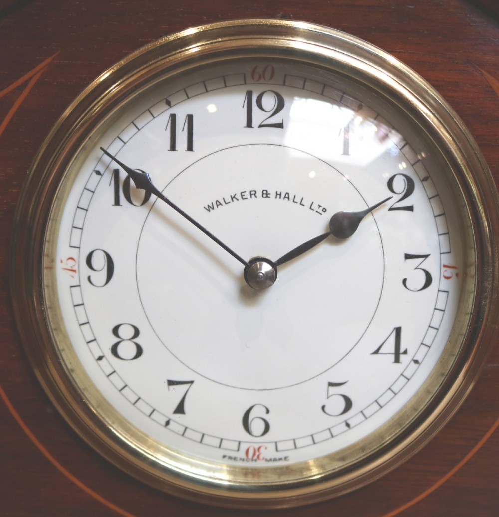Edwardian Solid Mahogany and Inlay Mantel Clock (England France, c. 1910) View IV
