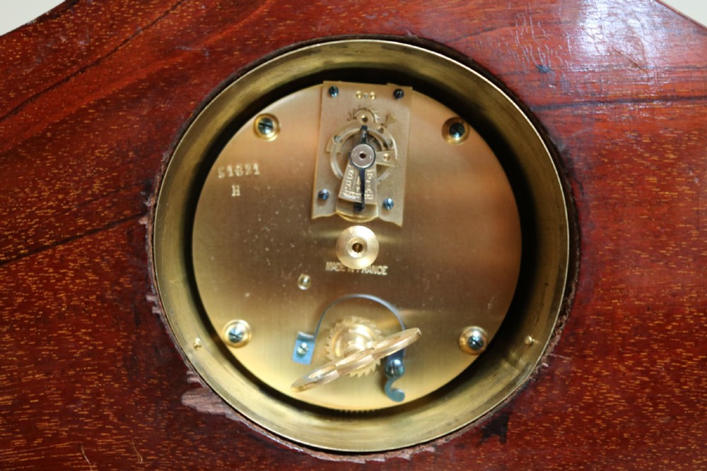 Edwardian Solid Mahogany and Inlay Mantel Clock (England France, c. 1910) View VII