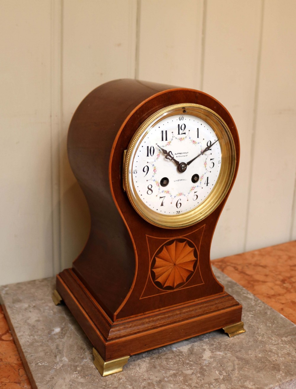Edwardian Mahogany Balloon Clock View III