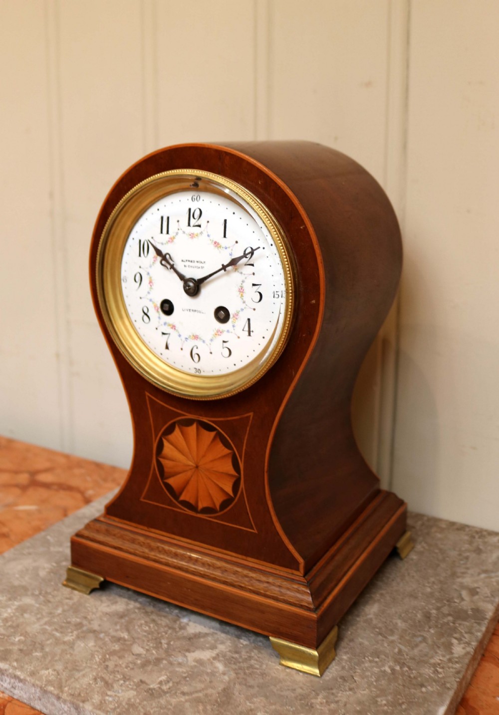 Edwardian Mahogany Balloon Clock View IV