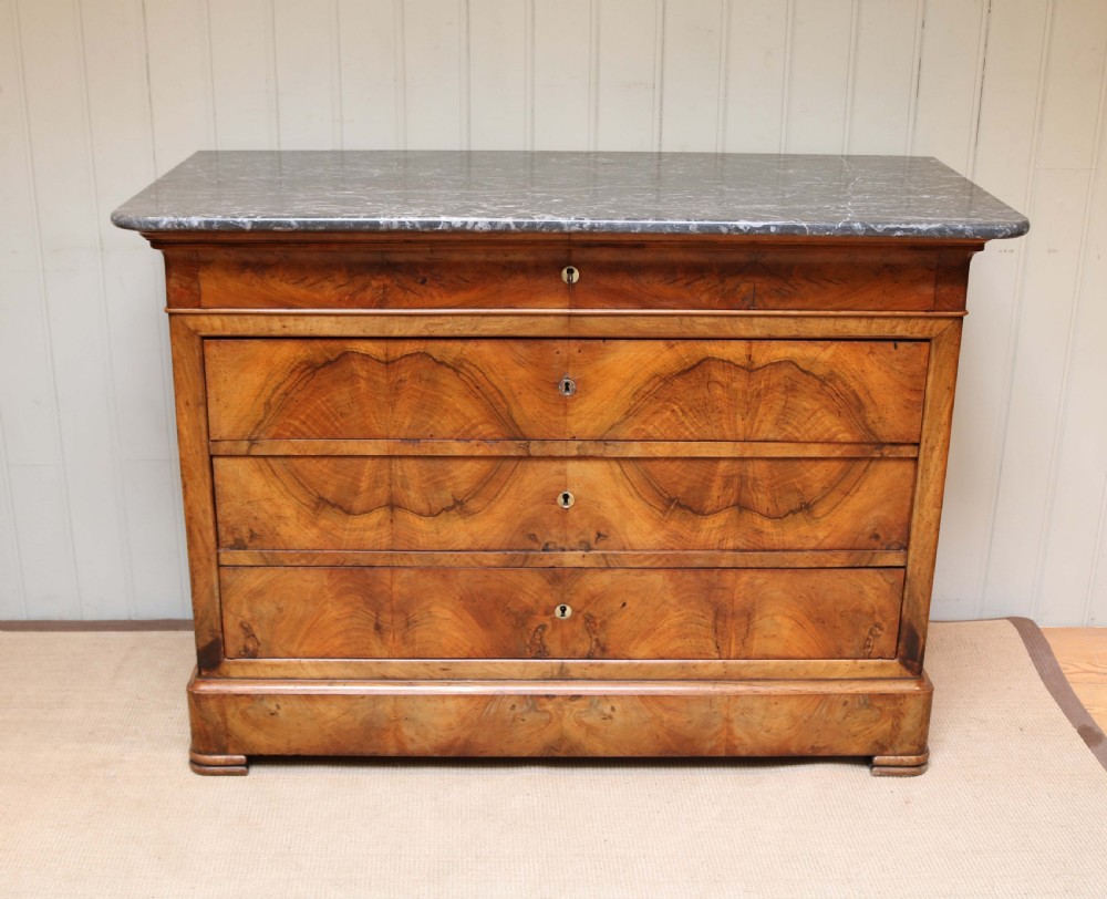 French Walnut Marble Top Chest 
