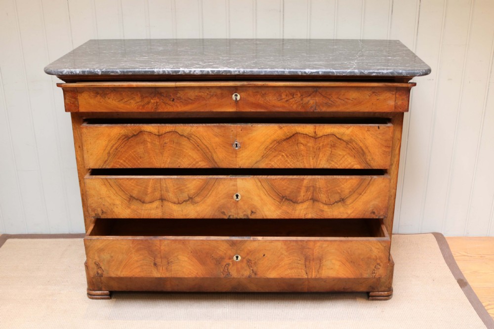 French Walnut Marble Top Chest  View IV