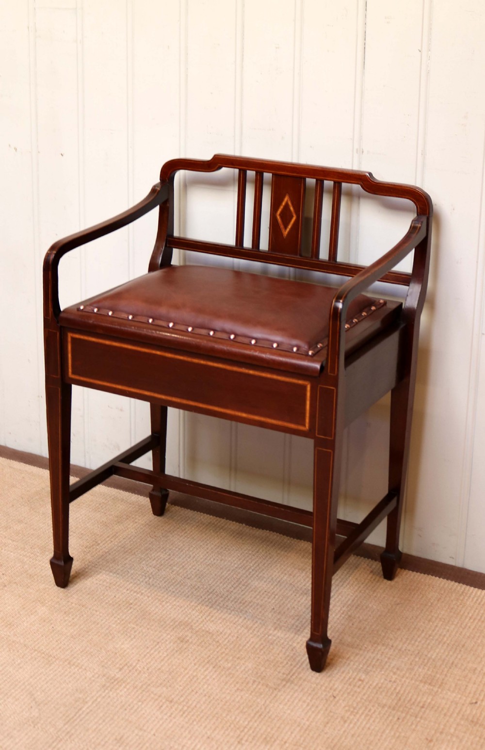 Edwardian Mahogany Piano Stool  View III
