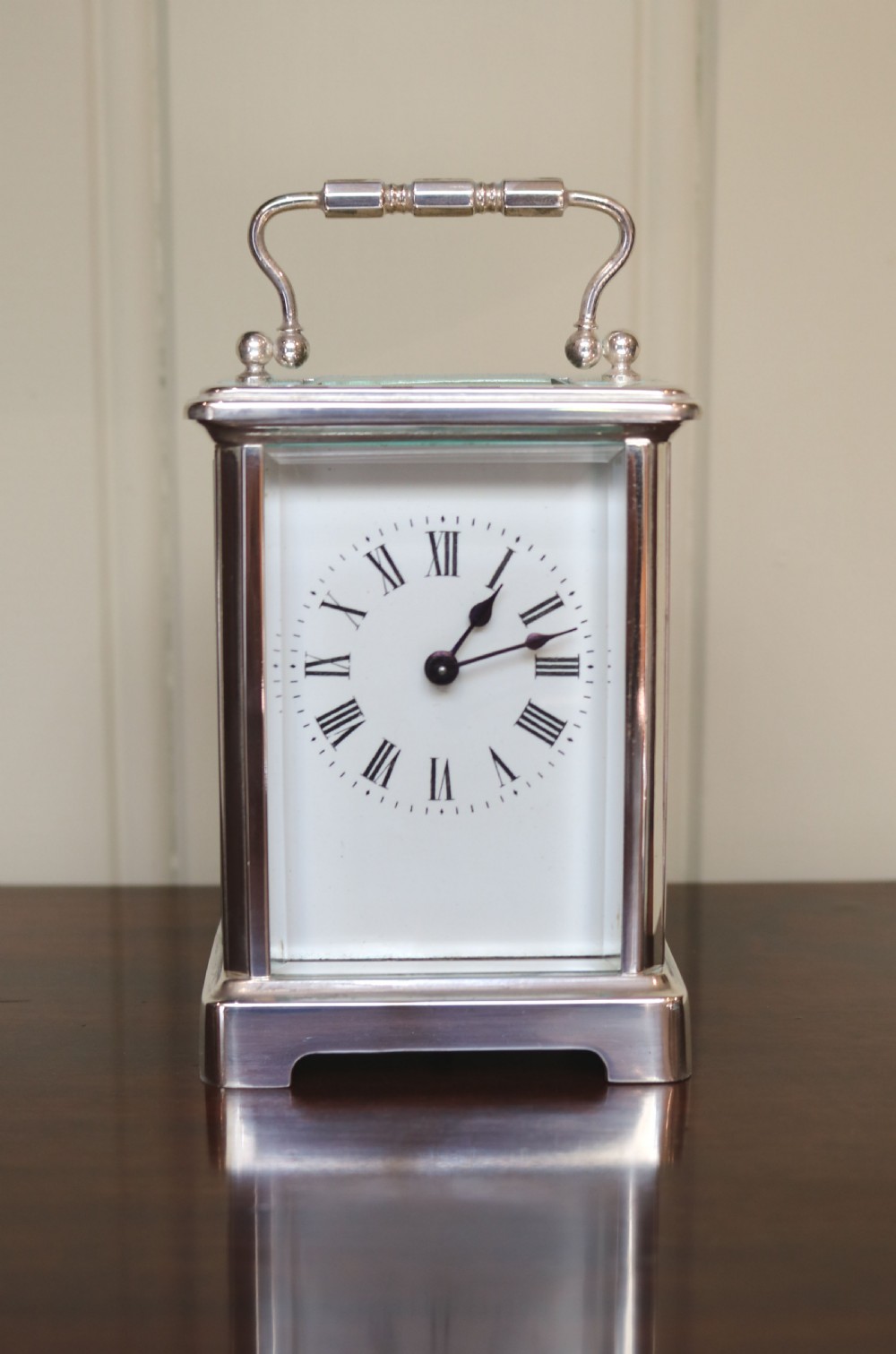 Silver Plated Timepiece Carriage Clock (France, c. 1890)
