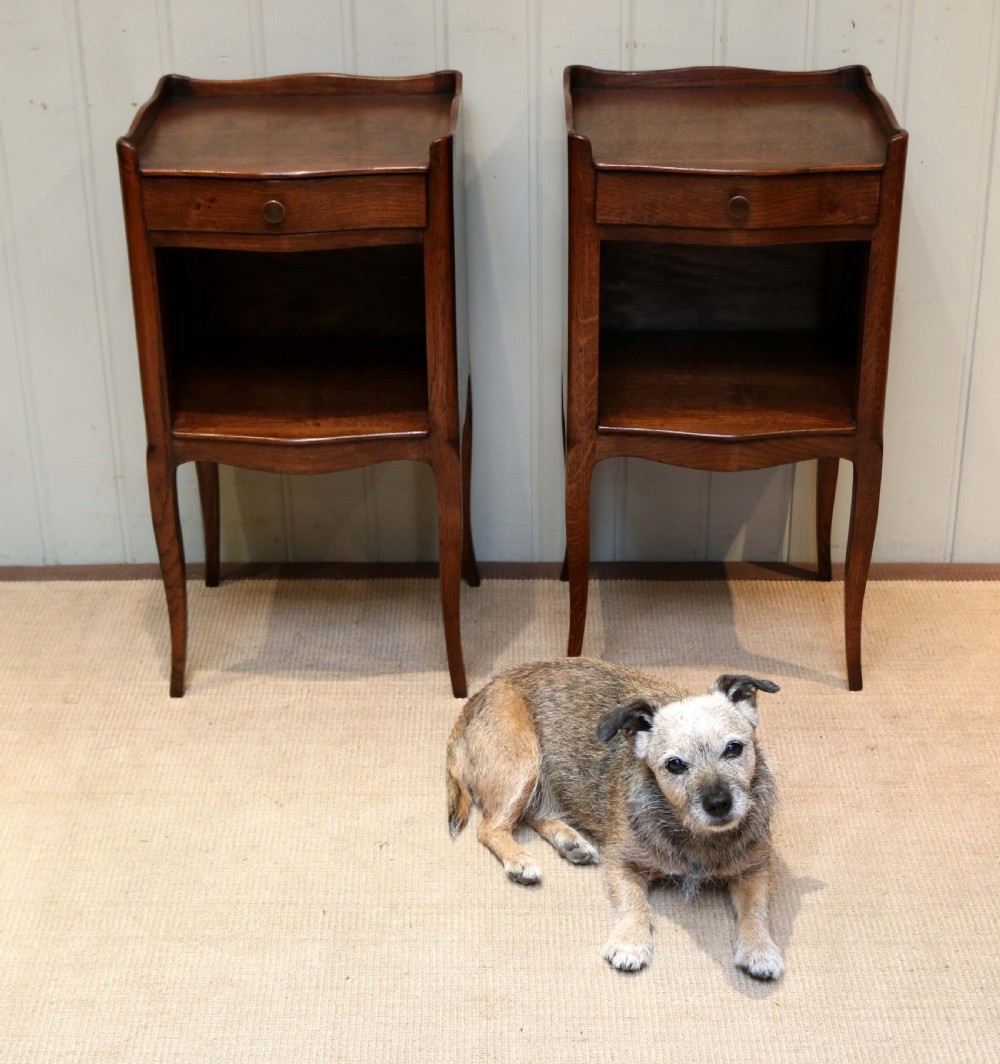 French Oak Bedside Cabinets  View II