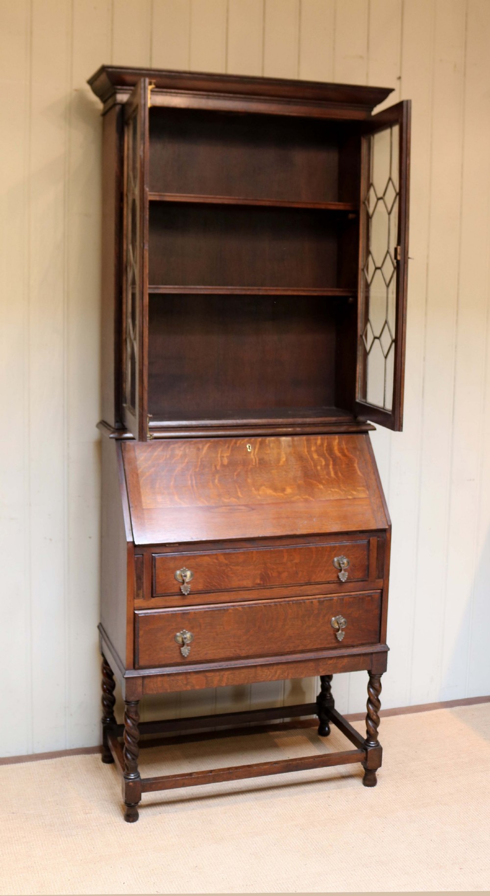 1920s Oak Bureau Bookcase View IV