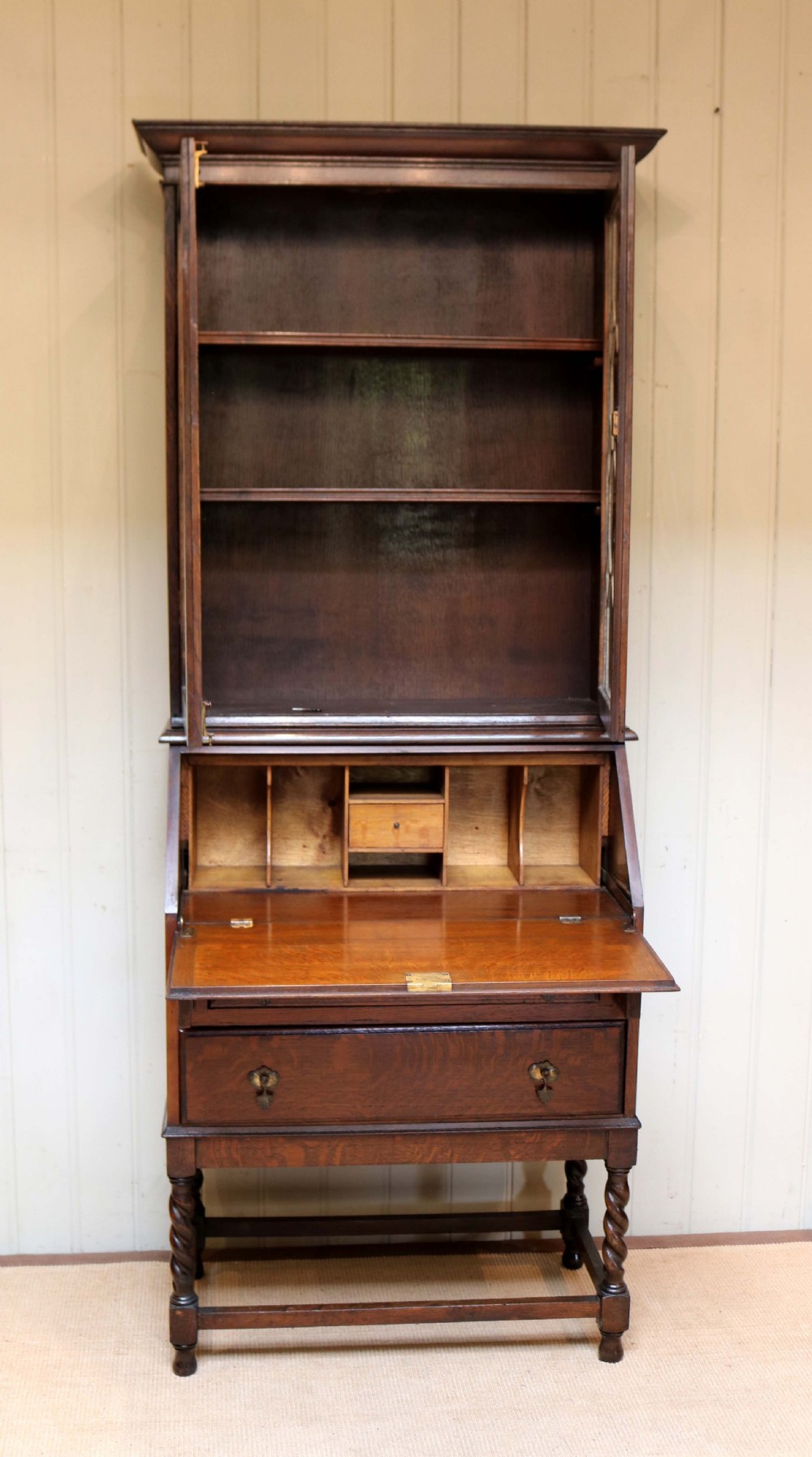 1920s Oak Bureau Bookcase View V