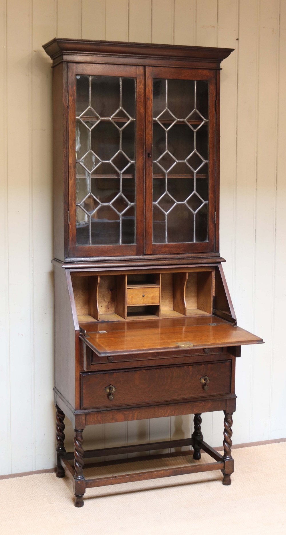 1920s Oak Bureau Bookcase View VII