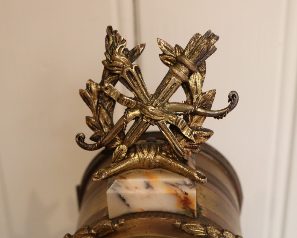 Small French Marble Portico Mantel Clock (France, c. 1890) View III