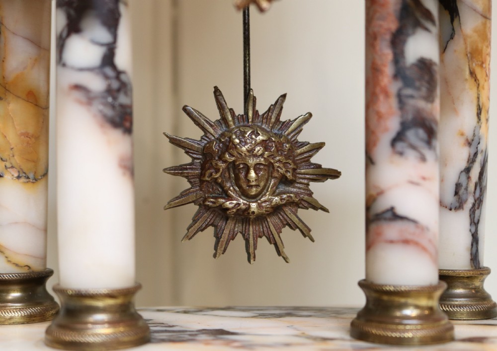 Small French Marble Portico Mantel Clock (France, c. 1890) View VI