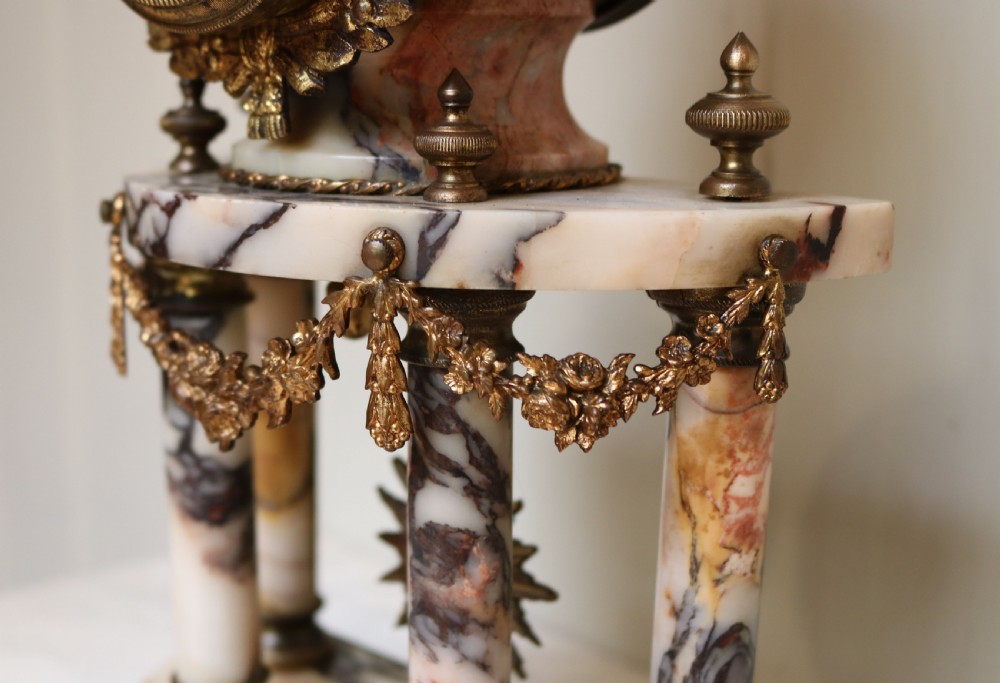 Small French Marble Portico Mantel Clock (France, c. 1890) View VII