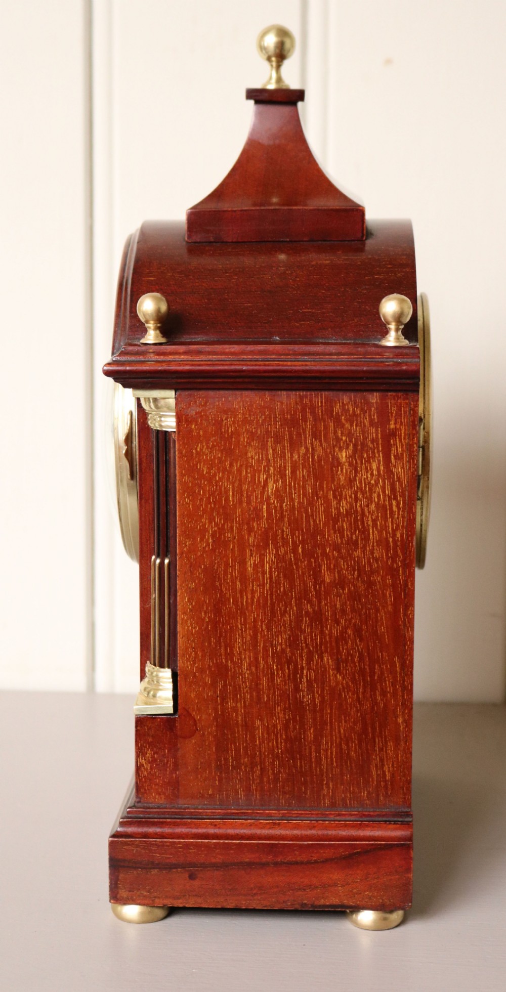 Edwardian Mahogany and Inlay Striking Mantel Clock (England and France, c. 1905) View VI