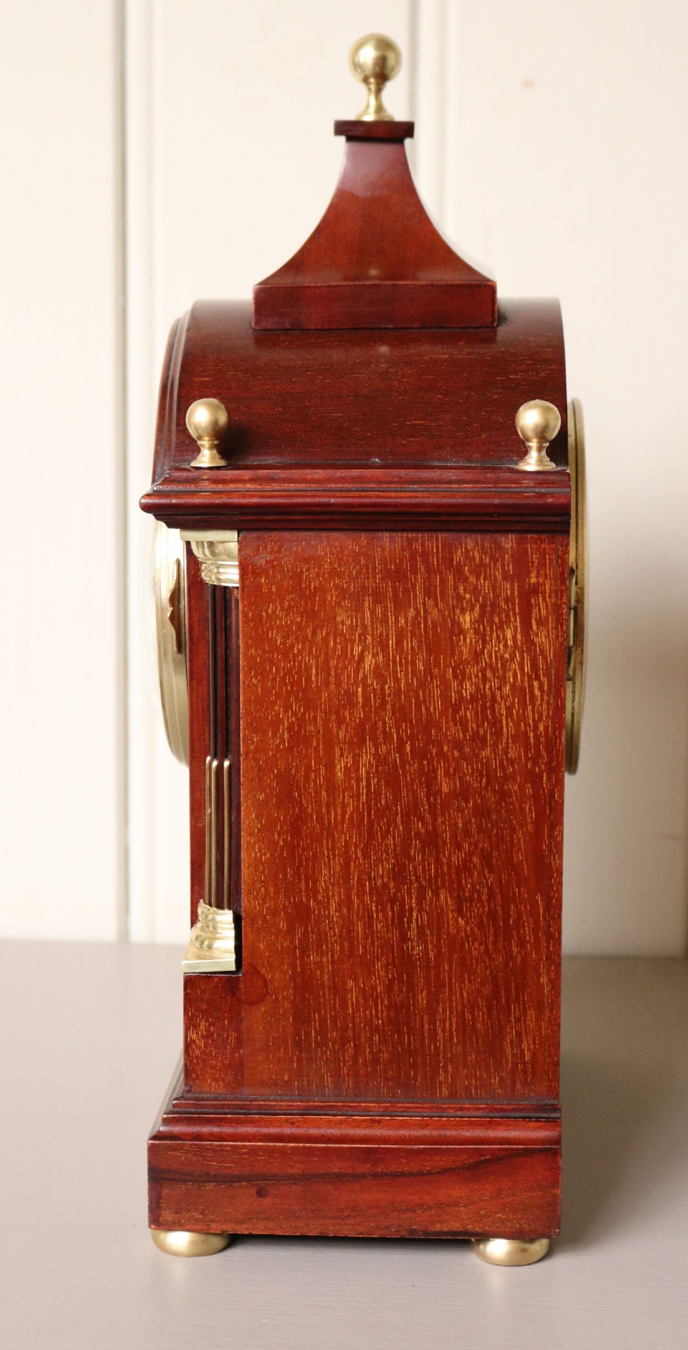 Edwardian Mahogany and Inlay Striking Mantel Clock (England and France, c. 1905) View IX