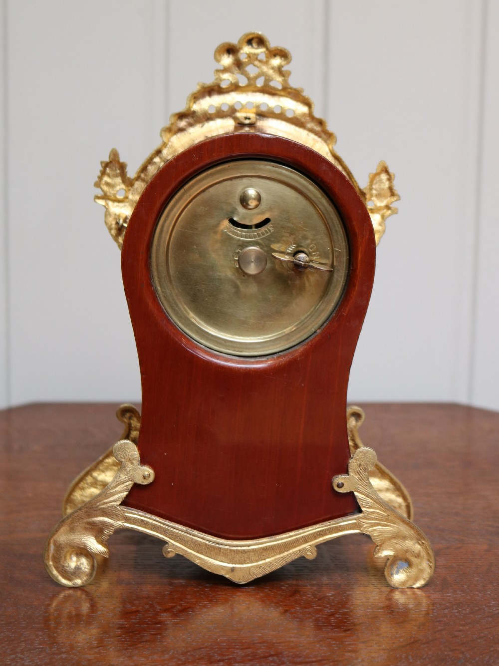 Small Wood and Gilt brass Mantel Clock (England, c. 1900) View V