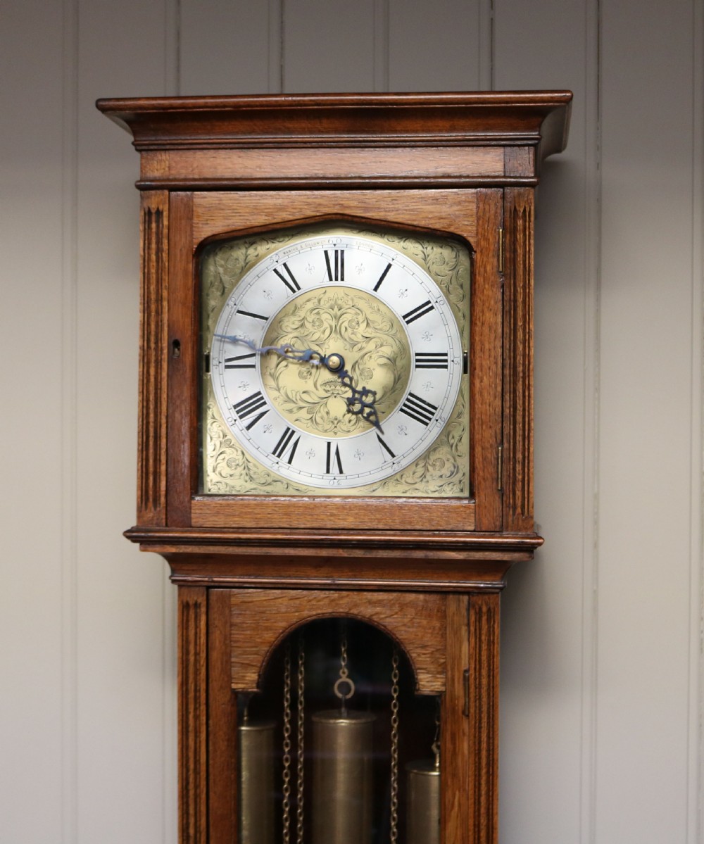 Early 20th Century Chiming Oak Longcase Clock  View II