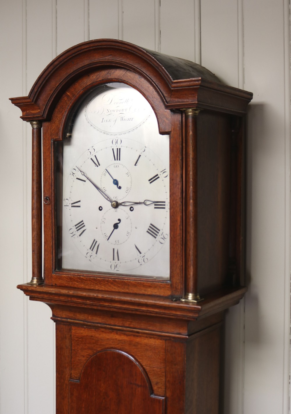 Small Late 18th Century Oak Longcase Clock (Isle of Wight, c. 1795) View II
