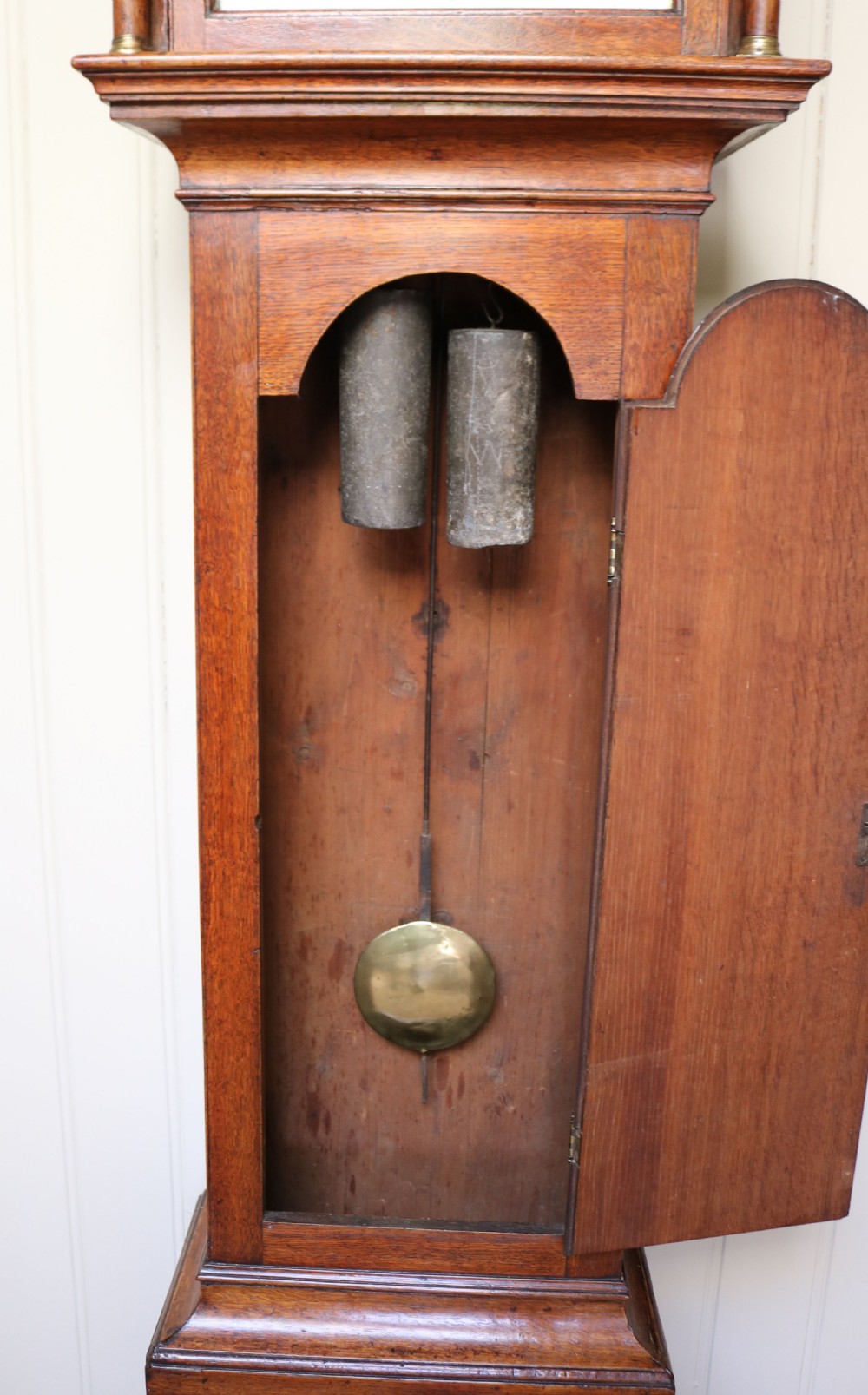 Small Late 18th Century Oak Longcase Clock (Isle of Wight, c. 1795) View VII