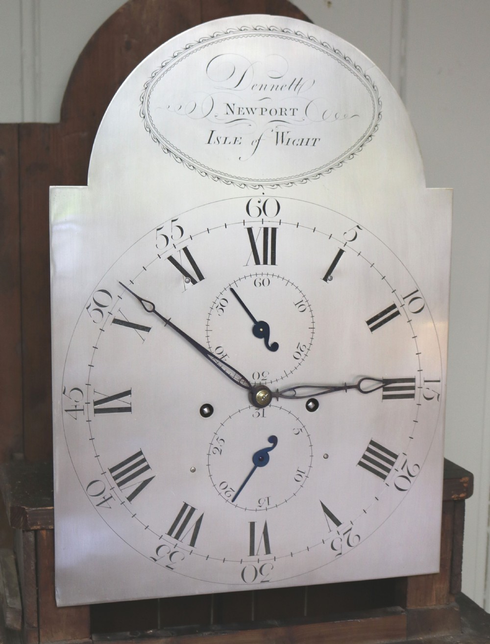 Small Late 18th Century Oak Longcase Clock (Isle of Wight, c. 1795) View VIII