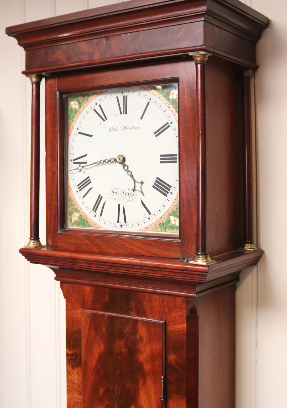 Figured Mahogany Longcase Clock (England, c. 1840) View IV
