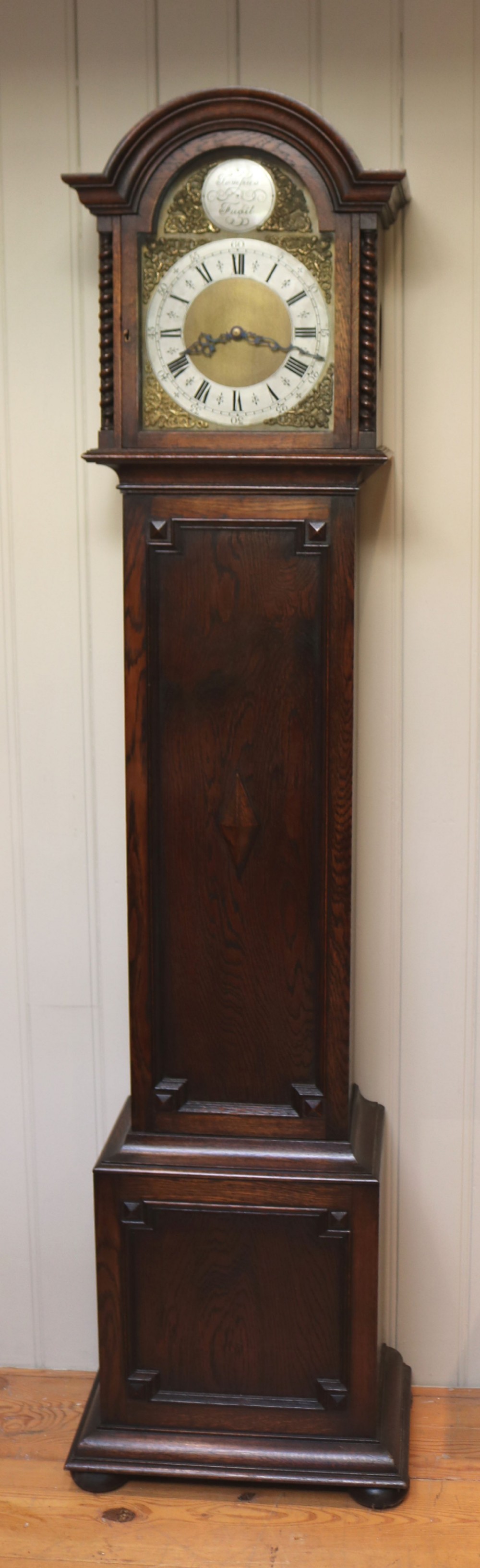 Small Oak chiming Longcase Clock