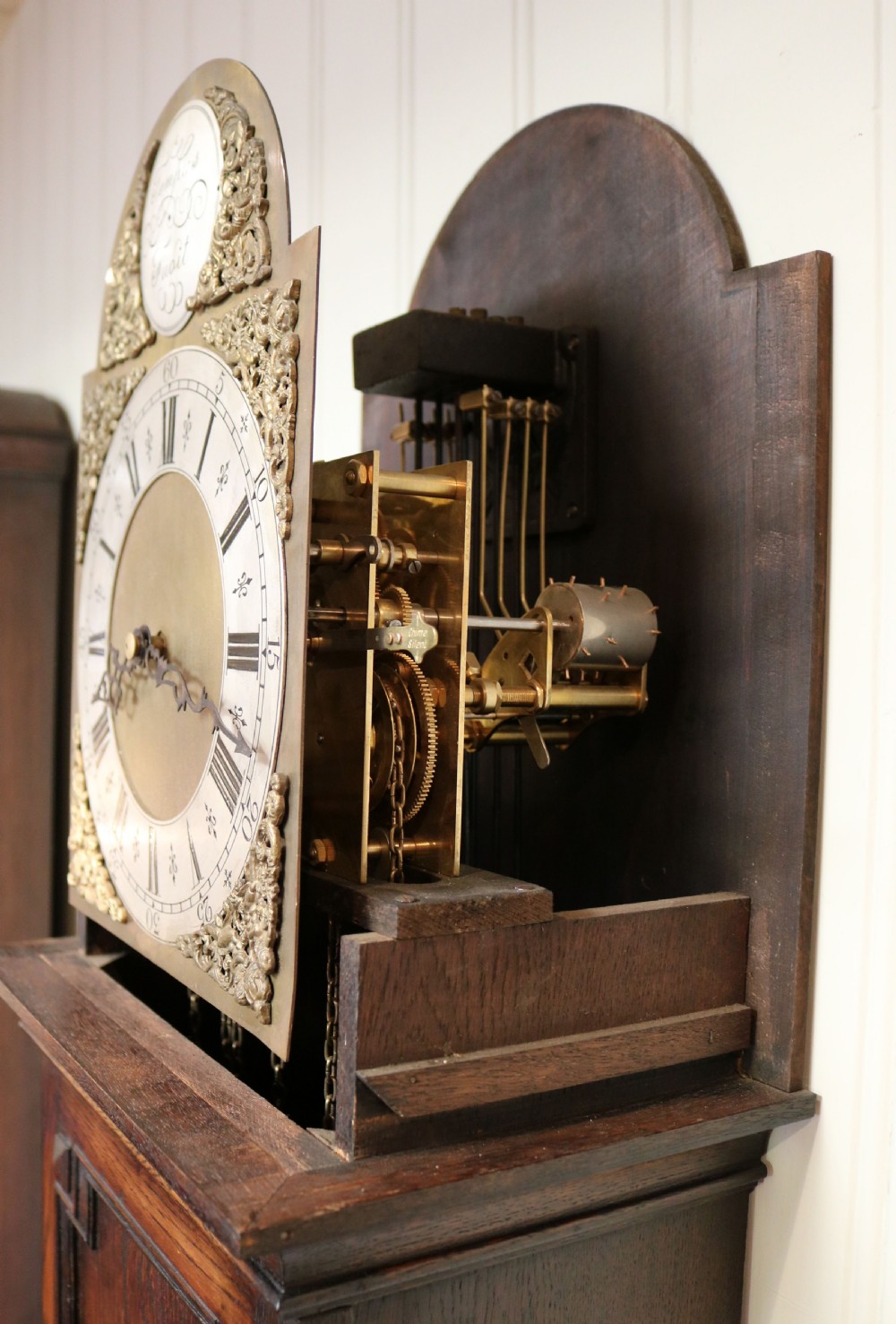 Small Oak chiming Longcase Clock View V