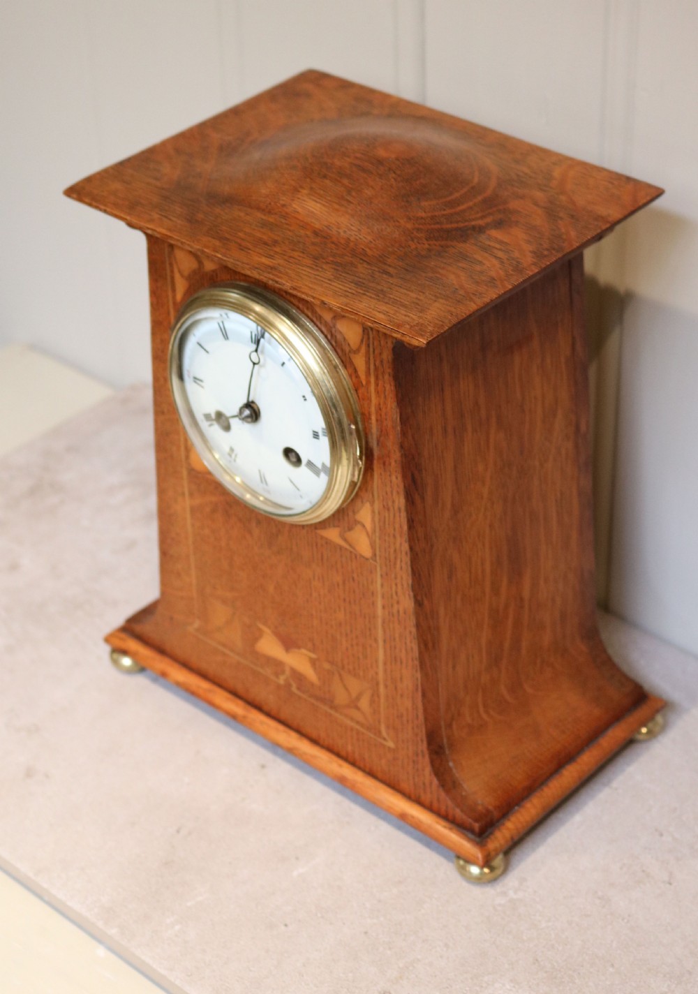 Voysey Style Oak Mantel Clock (United Kingdom, c. 1905) View III